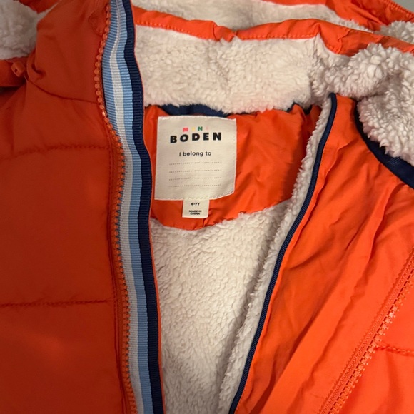 NWT Kids Mini Boden Winter Orange Fox Hooded Jacket Coat Puffer sz 6 - 7 year - Picture 5 of 8